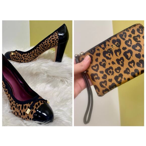 Coach Animal Cheetah Print Bundle Wristlet Cap Toe Bow Detail Heel Pumps Sz 10B - Picture 1 of 16